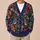 Navy Floral Birds Botanical Elegance for Everyday Outings and Casual Layering Women All-over Print Knitted Cardigan - 6