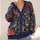 Navy Floral Birds Botanical Elegance for Everyday Outings and Casual Layering Women All-over Print Knitted Cardigan - 4