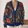 Navy Floral Birds Botanical Elegance for Everyday Outings and Casual Layering Women All-over Print Knitted Cardigan - 2