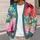 Oversized Tropical Hibiscus Blooms for Bright Everyday Layering and Relaxed Resort Style All-over Print Knitted Cardigan - 5