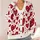 Red Heart Motif For Valentine Date Nights And Everyday Romance, Women's Casual Style All-over Print Knitted Cardigan - 4