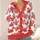 Cheerful Pink and Red Crab Motif for Coastal Everyday Layering, Women's Gift All-over Print Knitted Cardigan - 4