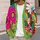 Retro Botanical Color Blocks For Colorful Autumn Layering, Vacation Dates And Travel All-over Print Knitted Cardigan - 5