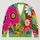 Retro Botanical Color Blocks For Colorful Autumn Layering, Vacation Dates And Travel All-over Print Knitted Cardigan - 1