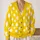 Sunny Yellow Polka Dot Everyday Layering Style for Women Casual Bohemian Wardrobes All-over Print Knitted Cardigan - 2
