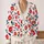 Red Blue Floral Bohemian Everyday Layering Style For Casual Fall Outfits For Women All-over Print Knitted Cardigan - 2