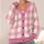 Pink Gingham Checks for Cozy Everyday Layering and Coffee Dates, Feminine Style All-over Print Knitted Cardigan - 4
