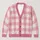 Pink Gingham Checks for Cozy Everyday Layering and Coffee Dates, Feminine Style All-over Print Knitted Cardigan - 1