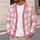 Pink Gingham Checks for Cozy Everyday Layering and Coffee Dates, Feminine Style All-over Print Knitted Cardigan - 5