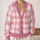 Pink Gingham Checks for Cozy Everyday Layering and Coffee Dates, Feminine Style All-over Print Knitted Cardigan - 2