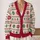 Nordic Snowflake Hearts for Cozy Christmas Gatherings and Festive Winter Days at Home All-over Print Knitted Cardigan - 2