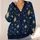 Navy Celestial Starburst Motifs for Autumn Outings and Vacation Layering for Women All-over Print Knitted Cardigan - 4