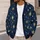 Navy Celestial Starburst Motifs for Autumn Outings and Vacation Layering for Women All-over Print Knitted Cardigan - 5