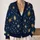 Navy Celestial Starburst Motifs for Autumn Outings and Vacation Layering for Women All-over Print Knitted Cardigan - 2