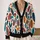 Abstract Geometric Botanical Shapes for Colorful Autumn Layering and Everyday Style All-over Print Knitted Cardigan - 2