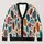 Abstract Geometric Botanical Shapes for Colorful Autumn Layering and Everyday Style All-over Print Knitted Cardigan - 1