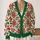 Red Green Folk Florals for Festive Layering and Everyday Style for Fashionable Women All-over Print Knitted Cardigan - 2