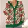 Red Green Folk Florals for Festive Layering and Everyday Style for Fashionable Women All-over Print Knitted Cardigan - 4