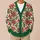 Red Green Folk Florals for Festive Layering and Everyday Style for Fashionable Women All-over Print Knitted Cardigan - 6