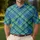 Blue Green Tartan Plaid Style for Golf Tennis and Pickleball Performance for Him Men's Polo Shirt - 4