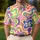 Groovy Neon Swirls and Floral Shapes for Golf Days, Pickleball Fun, and Summer Men's Polo Shirt - 4