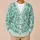 Teal Botanical Vine Leaves for Spring Layering and Relaxed Everyday Style Dressing All-over Print Knitted Cardigan - 6