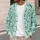 Teal Botanical Vine Leaves for Spring Layering and Relaxed Everyday Style Dressing All-over Print Knitted Cardigan - 5