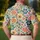Vintage Teal and Orange Floral Motifs for Summer Golf Days and Resort Weekend Style Men's Polo Shirt - 5