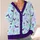 Pastel Bat And Star Motifs For Autumn Vacation Layering, Women’s Gothic Casual Style All-over Print Knitted Cardigan - 4