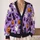Lavender Halloween Cats And Ghosts For Cozy Autumn Layers, Women's Seasonal Style All-over Print Knitted Cardigan - 2