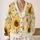 Golden Sunflower Garden Motif for Relaxed Boho Layering and Everyday Nature Style All-over Print Knitted Cardigan - 2