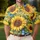 Sunflower Butterfly Floral Garden Scene for Golf Days and Summer Tennis, Women Players Men's Polo Shirt - 4