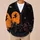 Black Cat and Witch Moon Halloween Scene for Spooky Autumn Nights and Parties All-over Print Knitted Cardigan - 6