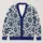Navy Blue Floral Botanical Layering Style For Casual Fall Outings And Everyday Wear All-over Print Knitted Cardigan - 1