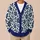 Navy Blue Floral Botanical Layering Style For Casual Fall Outings And Everyday Wear All-over Print Knitted Cardigan - 6