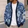Navy Blue Baroque Florals for Elegant Spring Layering and Everyday Sophisticated Style All-over Print Knitted Cardigan - 5