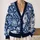 Navy Blue Baroque Florals for Elegant Spring Layering and Everyday Sophisticated Style All-over Print Knitted Cardigan - 2