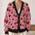 Pink Cherry Skull Botanical Motifs for Autumn Layering and Vacation Style Women All-over Print Knitted Cardigan - 2