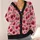 Pink Cherry Skull Botanical Motifs for Autumn Layering and Vacation Style Women All-over Print Knitted Cardigan - 4