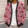 Pink Cherry Skull Botanical Motifs for Autumn Layering and Vacation Style Women All-over Print Knitted Cardigan - 5