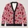 Pink Cherry Skull Botanical Motifs for Autumn Layering and Vacation Style Women All-over Print Knitted Cardigan - 1