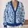 Blue Botanical Foliage for Everyday Layering and Relaxed Casual Style for Women All Season All-over Print Knitted Cardigan - 2