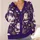 Santa Claus Purple Holiday Scene for Women Christmas Parties and Winter Gift Giving All-over Print Knitted Cardigan - 4
