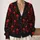 Red Engraved Skull And Chain Motifs For Gothic Streetwear And Halloween Night Out All-over Print Knitted Cardigan - 2