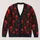 Red Engraved Skull And Chain Motifs For Gothic Streetwear And Halloween Night Out All-over Print Knitted Cardigan - 1