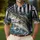 Bass Fishing Flag And Leaping Largemouth Scene For Angling Gifts, Dad, And Lake Days Men's Polo Shirt - 4