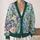 Pastel Wildflower Bouquet in Aqua Tones for Romantic Vacation Layering, Women’s Daily Wear All-over Print Knitted Cardigan - 2