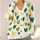 Teal Yellow Green Heart Motif for Spring Vacation and Everyday Layering, Plus Size Women All-over Print Knitted Cardigan - 4