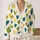 Teal Yellow Green Heart Motif for Spring Vacation and Everyday Layering, Plus Size Women All-over Print Knitted Cardigan - 2