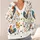 Watercolor Roosters and Hens with Garden Blooms for Relaxed Farmhouse Layering Women All-over Print Knitted Cardigan - 4